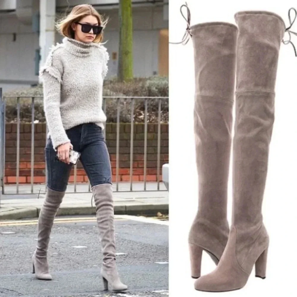 Stuart Weitzman Highland Heel Boot in Taupe Size 37